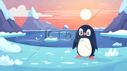 企鹅电竞插画图片_全球变暖企鹅插画12