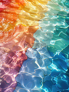游泳池水插画图片_彩虹游泳池水的质感插画