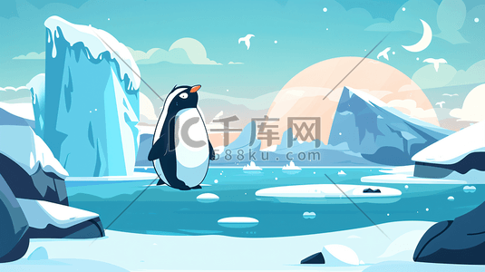 企鹅电竞插画图片_全球变暖企鹅插画1