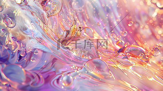 鎏金特效插画图片_浅紫色鎏金的水浪图片