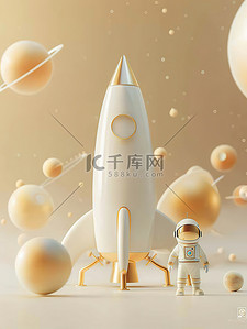 小标题科技插画图片_小宇航员太空火箭插图