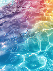 梦幻质感插画图片_彩虹游泳池水的质感插画海报