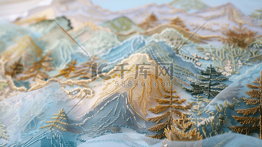 中国风起伏远山风景插画