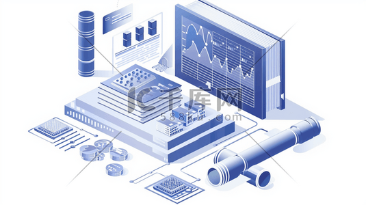 数据分析分析插画图片_2.5D商务数据分析插画