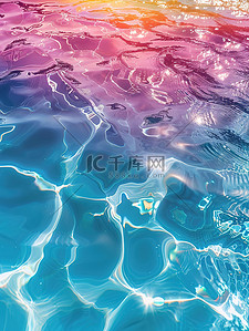 游泳池水插画图片_彩虹游泳池水的质感插画设计