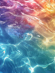 梦幻质感插画图片_彩虹游泳池水的质感插画素材