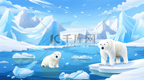 全球变暖北极熊插画3
