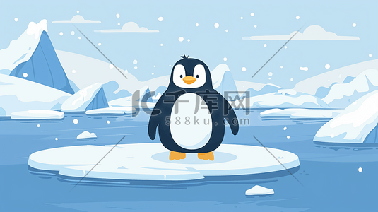 qq腾讯企鹅插画图片_全球变暖企鹅插画8