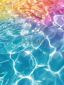 梦幻质感插画图片_彩虹游泳池水的质感插画素材