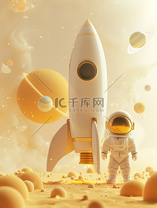 小标题科技插画图片_小宇航员太空火箭插图