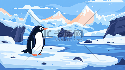 全球变暖企鹅插画4