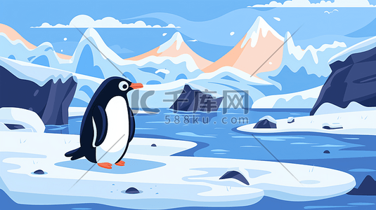 气候冲击插画图片_全球变暖企鹅插画4