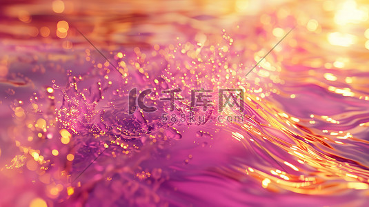 鎏金底纹镂空插画图片_浅紫色鎏金的水浪插图
