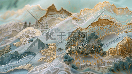 中国风3d插画图片_中国风起伏远山风景插画