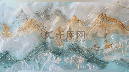 中国风起伏远山风景插画
