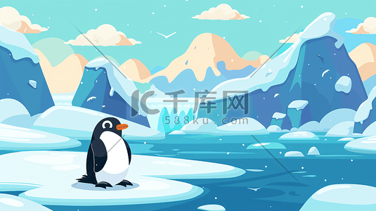 戴领带的企鹅插画图片_全球变暖企鹅插画2