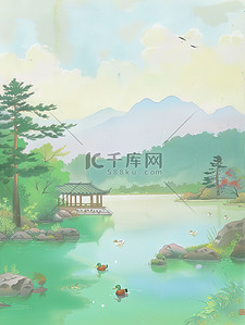 精华粉笔插画图片_春江水暖的鸭子粉笔画插画海报