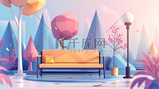 创意创意设计插画图片_家居沙发创意3D插画设计