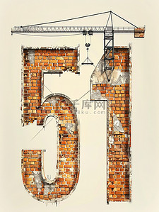 数字“51”是由砖块制成插画图片