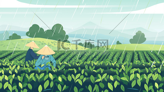 谷雨时节采茶茶农插画10