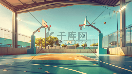 龙猫做运动插画图片_彩色绘画运动健身球场上打球的插画