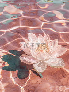 水晶透明插画图片_透明的水晶莲花漂浮在水中插图