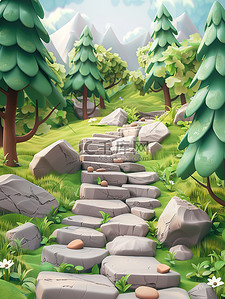森林赤壁游戏动漫场景插画素材