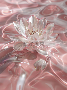 设计透明插画图片_透明的水晶莲花漂浮在水中插画设计