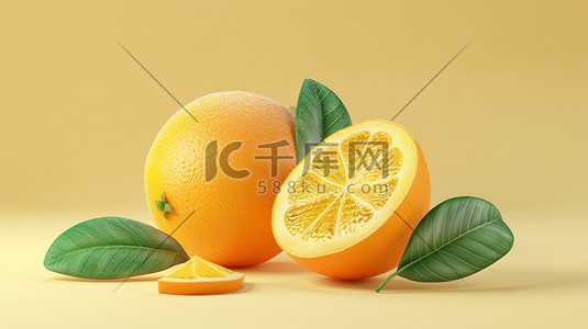 游戏图标插画图片_新鲜的橙子水果3D插画图片