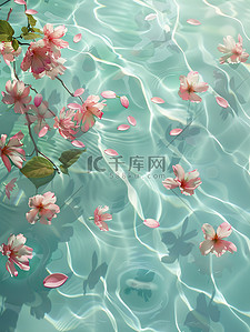 水上飘浮粉红色的花朵插图