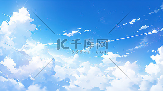 天空动漫插画图片_蓝天白云卡通动漫插画设计