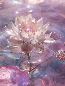 水晶透明插画图片_透明的水晶莲花漂浮在水中插画图片