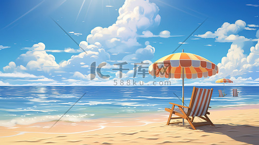 海滩上阳光明媚的一天矢量插画