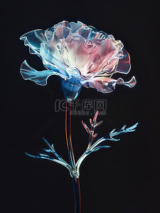 发光玻璃康乃馨母亲节花朵插画图片