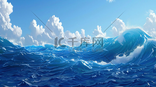 海洋海浪插画图片_大海海洋海浪夏天素材