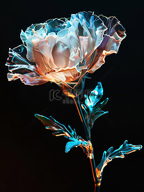 发光玻璃康乃馨母亲节花朵插画设计
