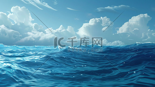 海洋海浪插画图片_大海海洋海浪夏天插画素材
