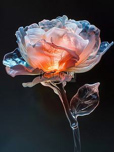 发光玻璃康乃馨母亲节花朵插画