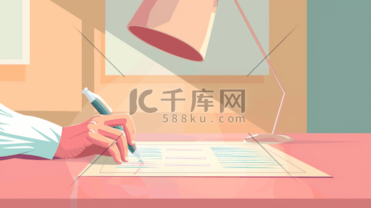 钢笔开头插画图片_绘画手拿钢笔写字的插画