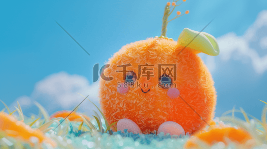 夏日蓝天下的毛绒橙子图片