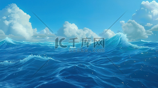 海水海洋插画图片_大海海洋海浪夏天图片