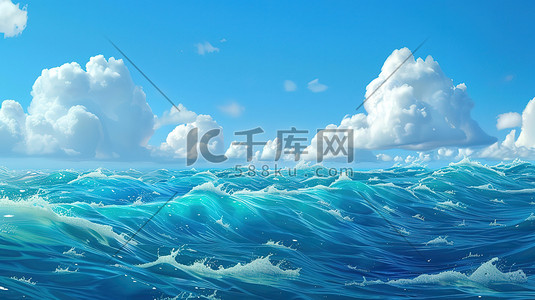 海水海洋插画图片_大海海洋海浪夏天原创插画