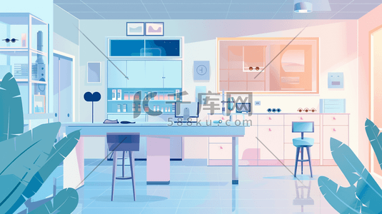 高科技医疗背景插画图片_高科技医学研究实验室内仪器的插画