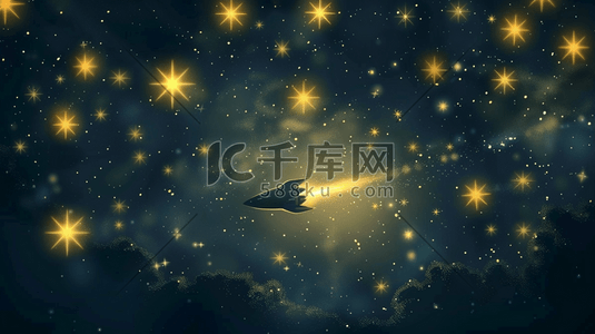 科技的未来插画图片_火箭在漆黑的星空中飞行插画