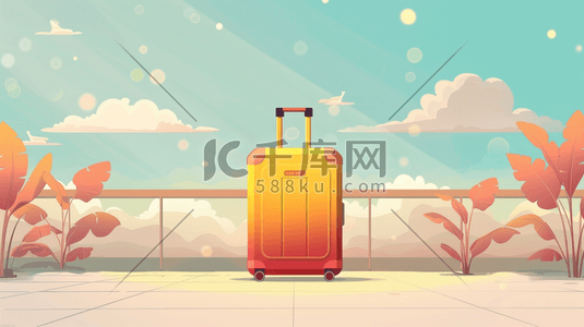行李箱的插画图片_彩色室内灯光灯具行李箱的插画