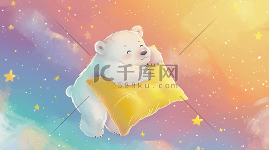 小熊插画图片_梦幻朦胧星光小熊抱枕的插画