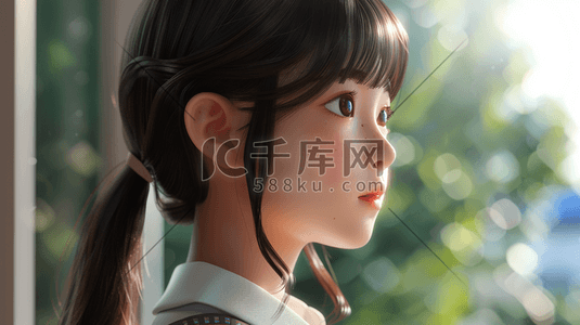 韩国一束花插画图片_一个3D年轻可爱的小女生插画