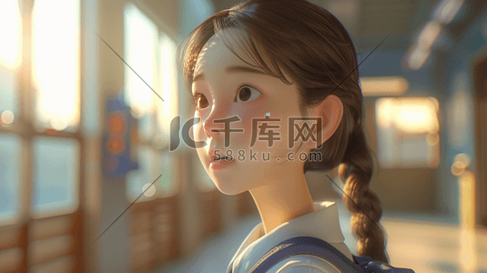韩国life插画图片_一个3D年轻可爱的小女生插画