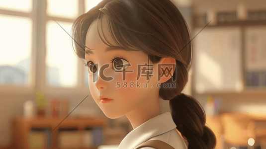 韩国炸鸡插画图片_一个3D年轻可爱的小女生插画