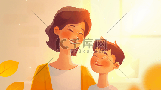 母亲节插画图片_3D妈妈和孩子幸福合照插画